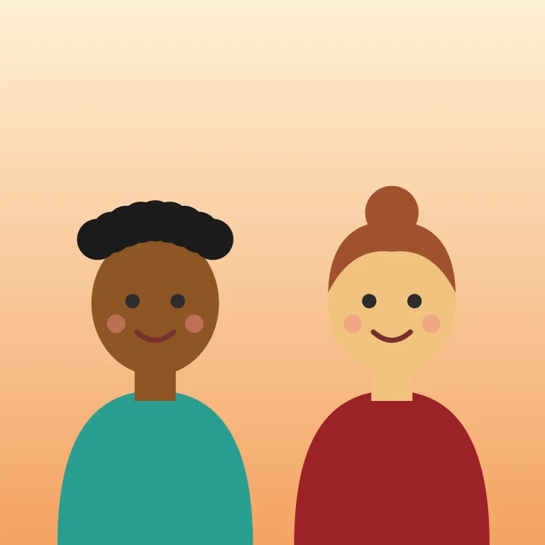 Illustrated couple, before and after the Classic Card style with an ornament garland (before)